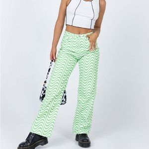 Ragged Wave Jean - White and Lime